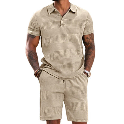 Herren Freizeitanzug Kurze Hose Poloshirt Sportlich Modern