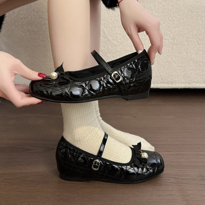 Damen Ballerinas Elegantes Design Lederschuhe