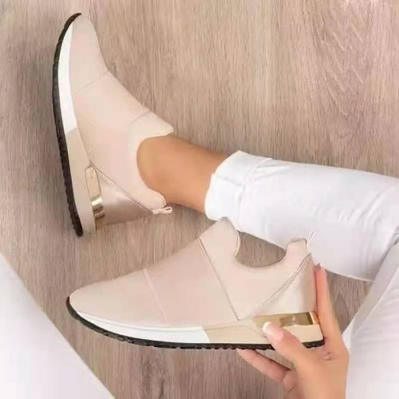 Damen Sneaker Sportlich Slip-On mit Gold Details