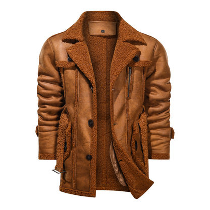 Lederjacke Herren Teddyfutter Warm Winter