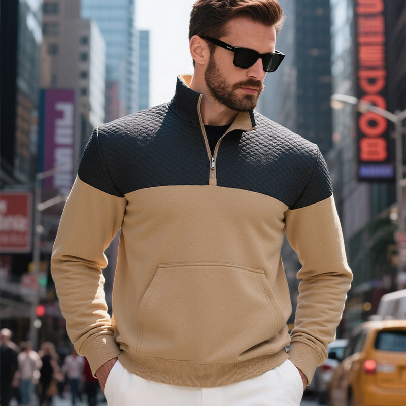 Herren Sweatshirt Modern mit 2 Taschen Hoher Kragen