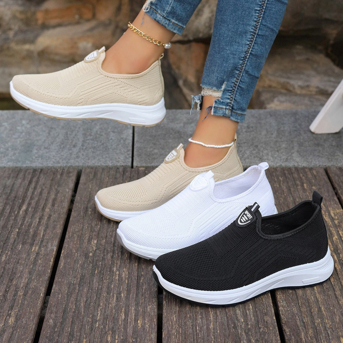 Damen Sneaker Atmungsaktiv Flexibler Komfortschuh