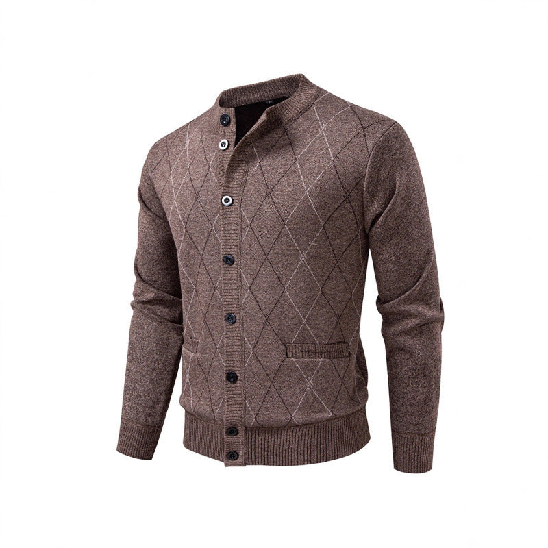 Herren Strickjacke Rautenmuster Modern Geschmeidig