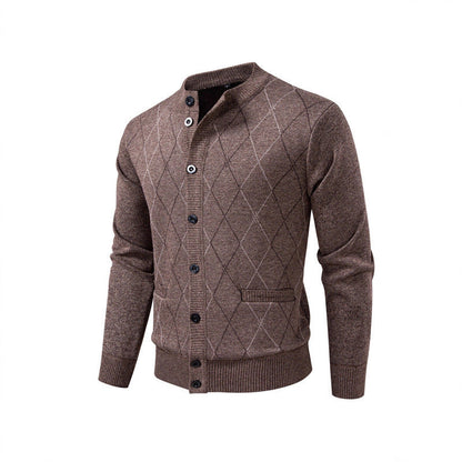 Herren Strickjacke Rautenmuster Modern Geschmeidig