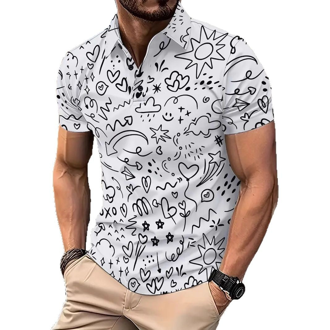 Herren Poloshirt Kurzarm mit coolen Grafikdrucken