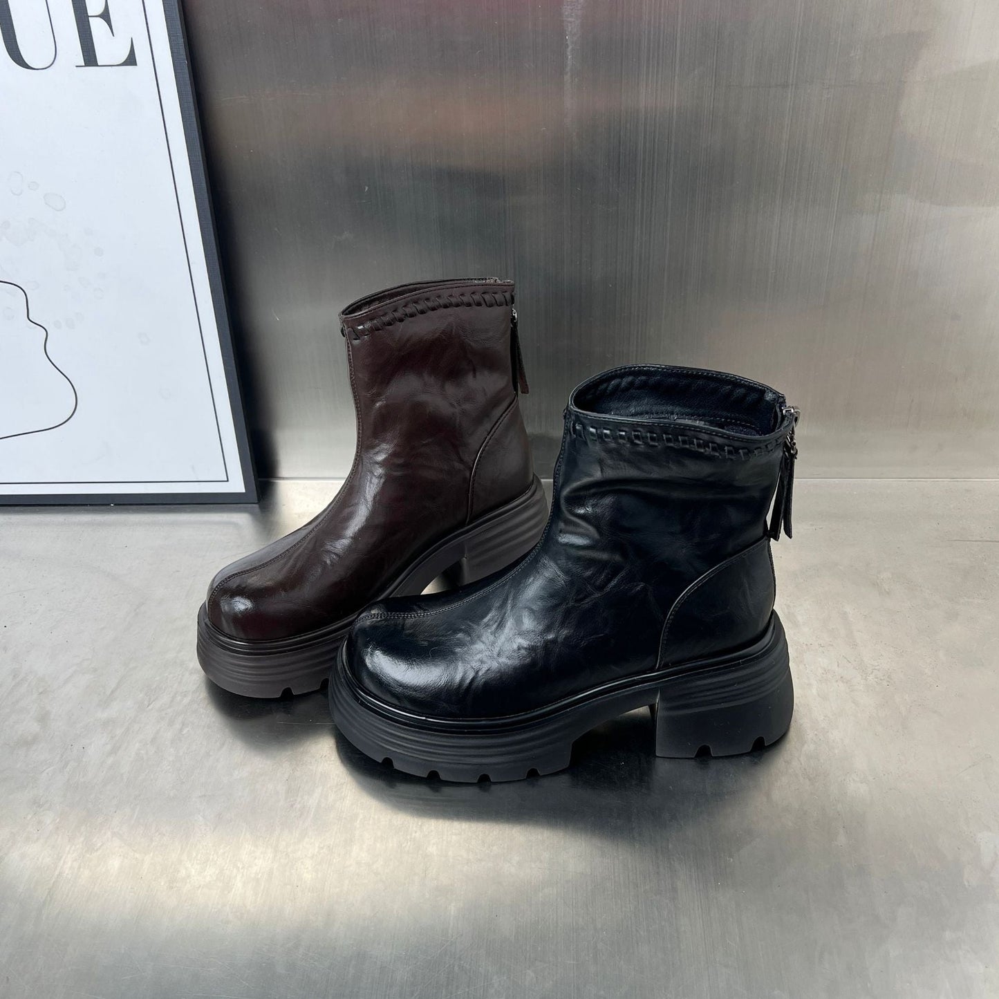 Damen Stiefeletten Leder Hochwertig Robust Trendy