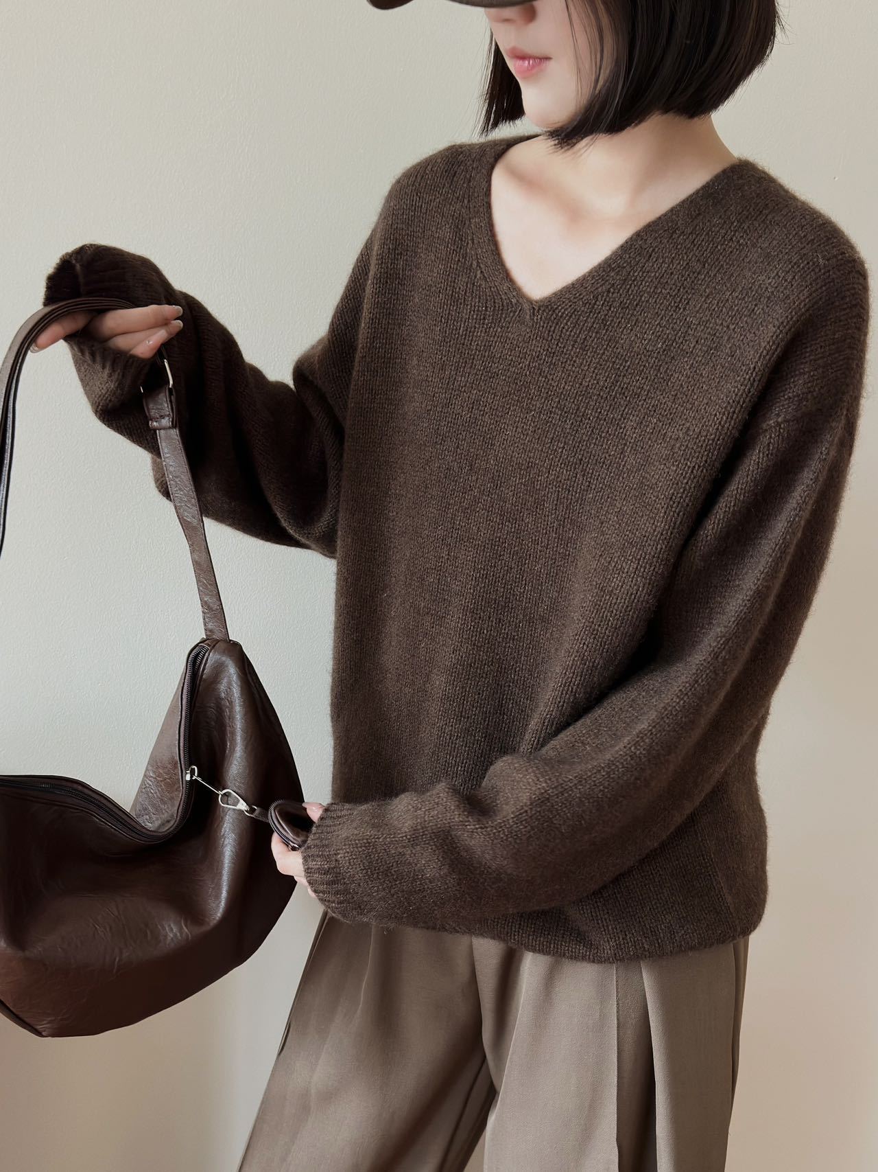 Eleganter V-Ausschnitt Pullover Damen Luxus Qualität