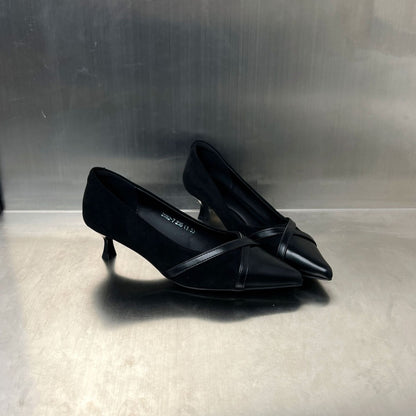 Damen Pumps Elegante Hochhackige Schuhe Leder Schwarz