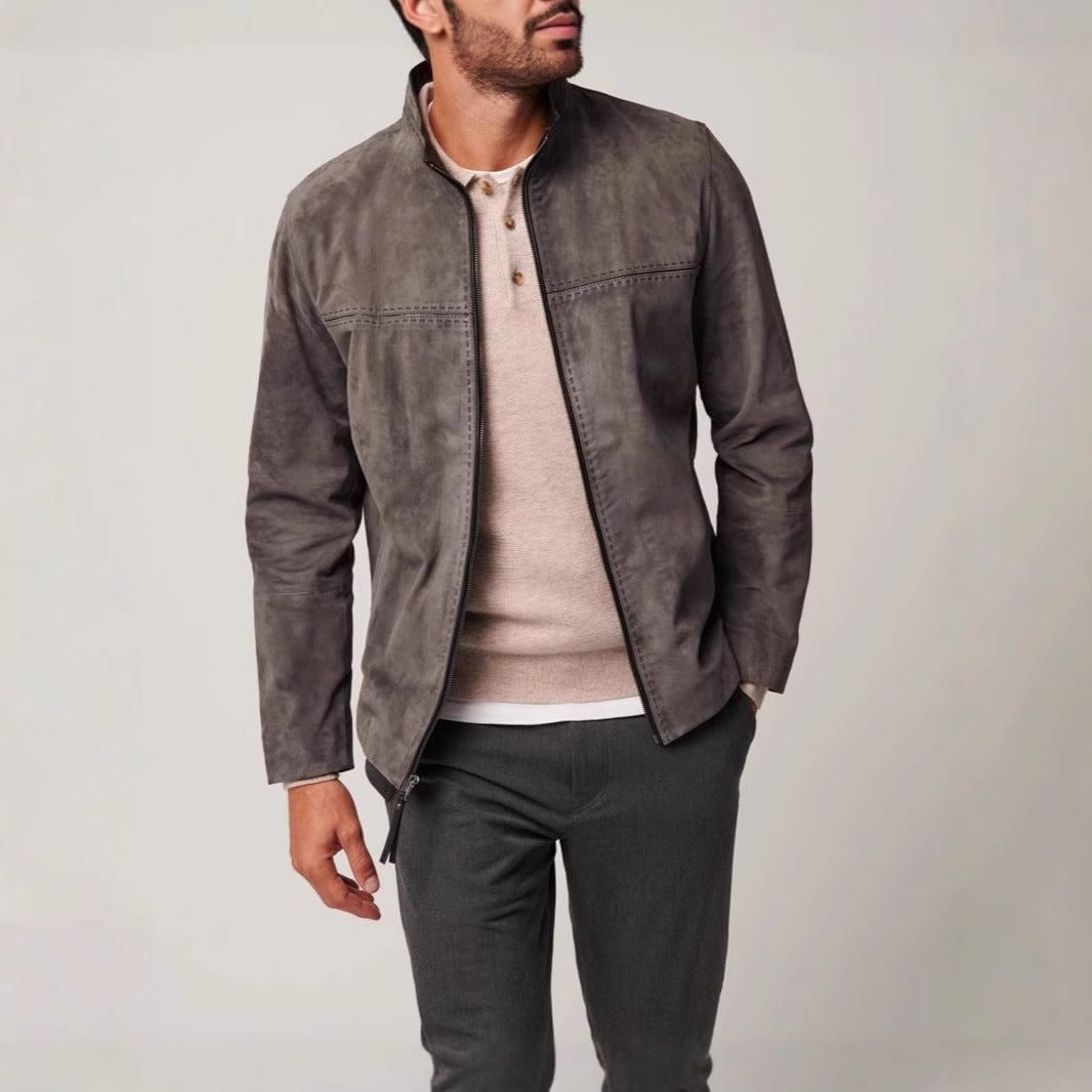 Herren Lederjacke Elegante Slim Fit mit Hochkragen - BerlinGlamour