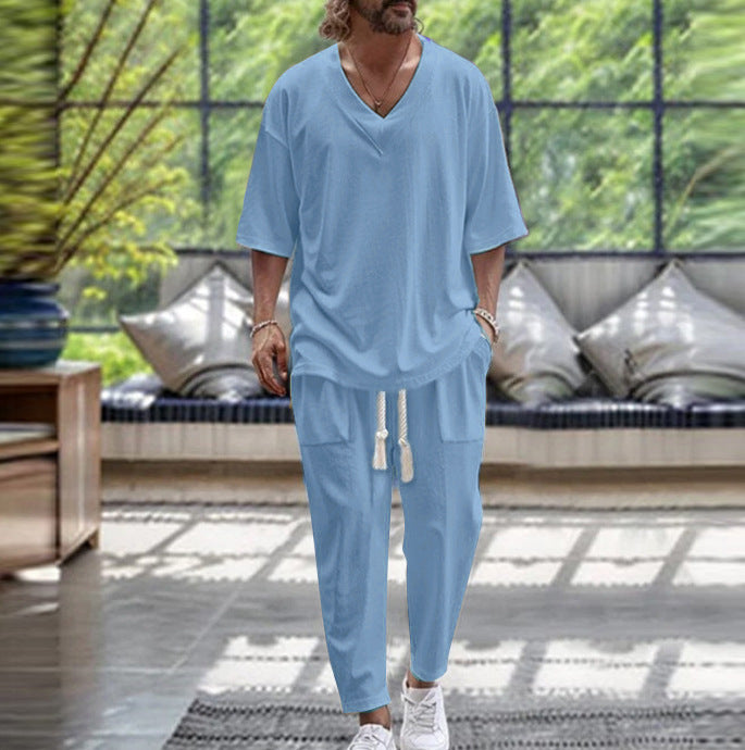 Herren Freizeitanzug Set Modern V-Ausschnitt Elastisch