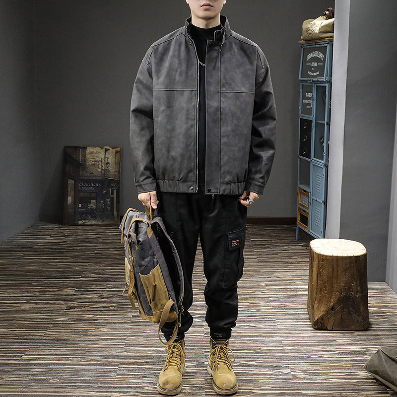 Herren Lederjacke Schwarz Modern Mit Taschen