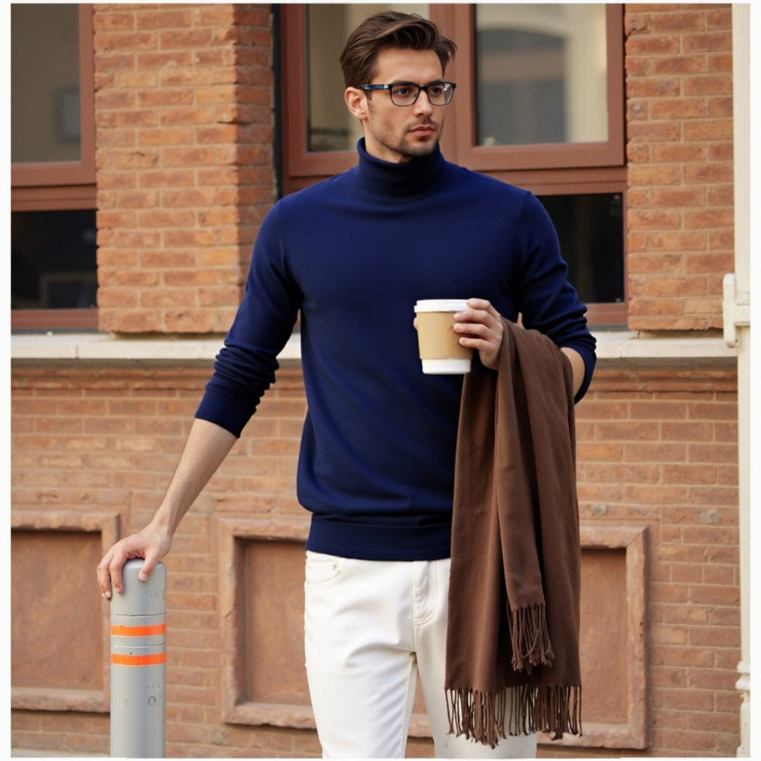 Herren Rollkragenpullover Feinwolle Elegantes Design - BerlinGlamour