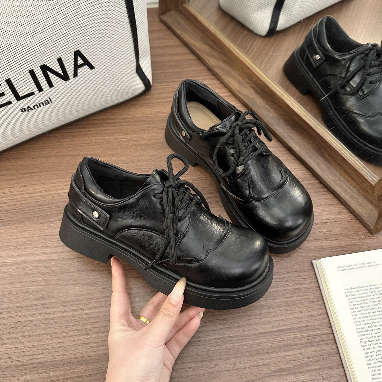 Damen Schnürschuhe Hochwertig Leder Elegant Robust