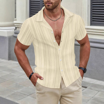 Herren Kurzarmhemd Modern mit Struktur Optik Trendy
