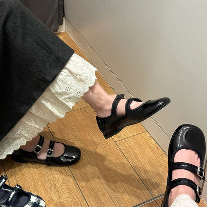 Damen Schuhe Mary Jane Elegant mit Riemen und Schnalle