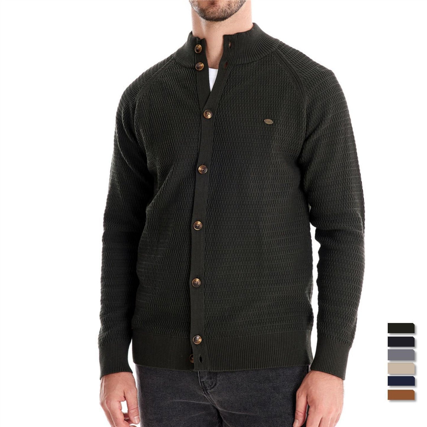 Herren Strickjacke Strukturiert Mit Knöpfen Modern