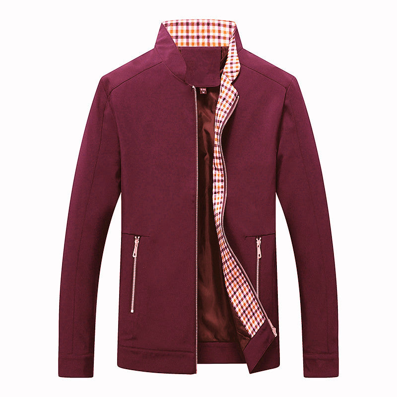 Herren Freizeitjacke Karo Muster Reißverschluss Taschen Modern