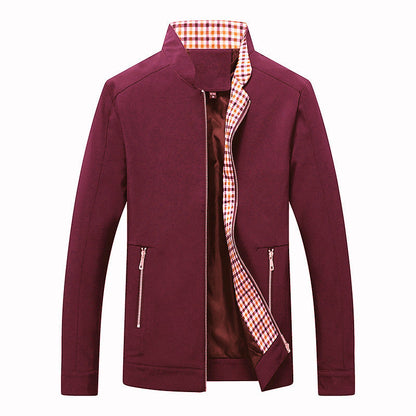 Herren Freizeitjacke Karo Muster Reißverschluss Taschen Modern