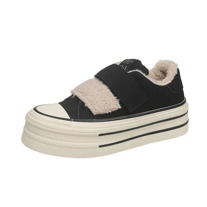 Damen Sneaker Bequem Warm Plüschfutter Klettverschluss