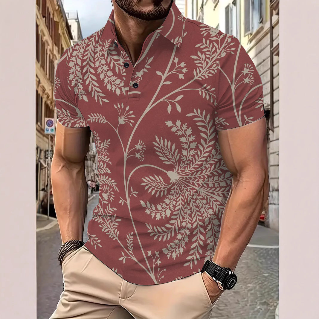 Herren Poloshirt Modern Floralmuster Sommer - BerlinGlamour