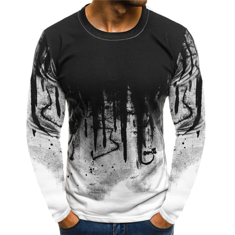 Herren Langarmshirt Modern Grafik Sportlich Slimfit