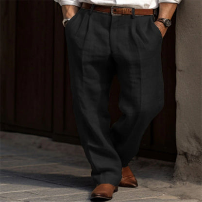 Herren Leinenhose Elegant Bein Gerafft Sommer