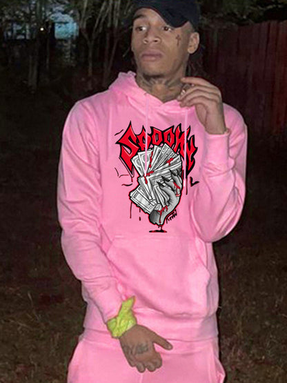 Herren Hoodie Grafitdruck Bequem Kängurutasche Streetwear