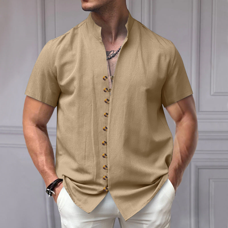 Herren Kurzarmhemd Modern Stehkragen Elegant
