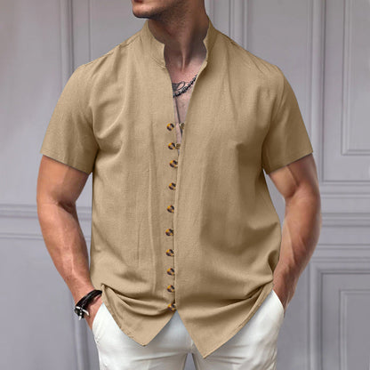 Herren Kurzarmhemd Modern Stehkragen Elegant