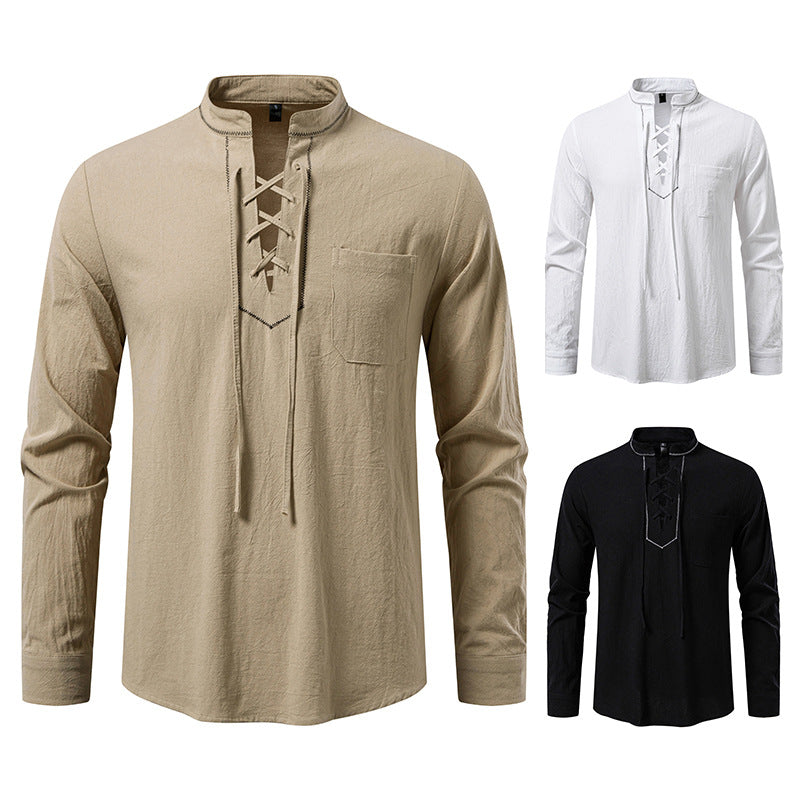 Herren Langarmhemd Spitzenausschnitt Elegant Modern - BerlinGlamour
