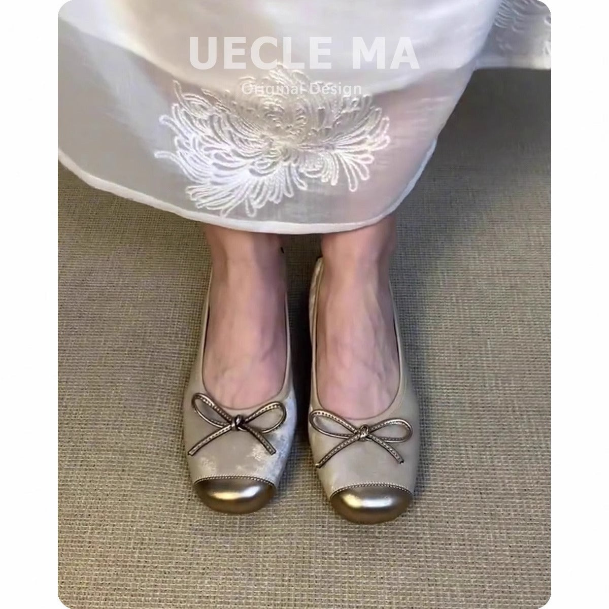 Damen Ballerinas Elegant Gold Dekoriert Komfortabel