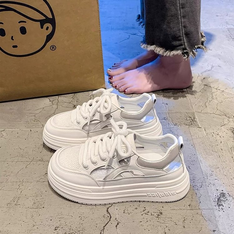 Damen Plattform Sneaker atmungsaktiv Trendig Hoch
