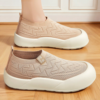 Damen Sneaker Bequem Slip-On mit Flexibles Strickdesign - BerlinGlamour