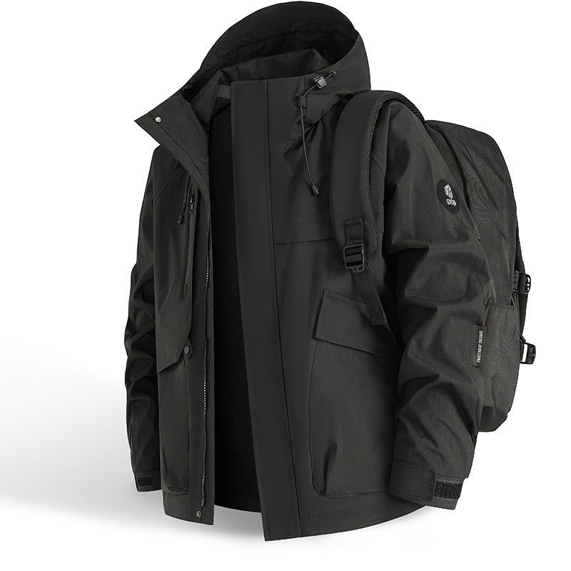 Herren Allwetterjacke Wasserdicht mit Taschen Verstellbar