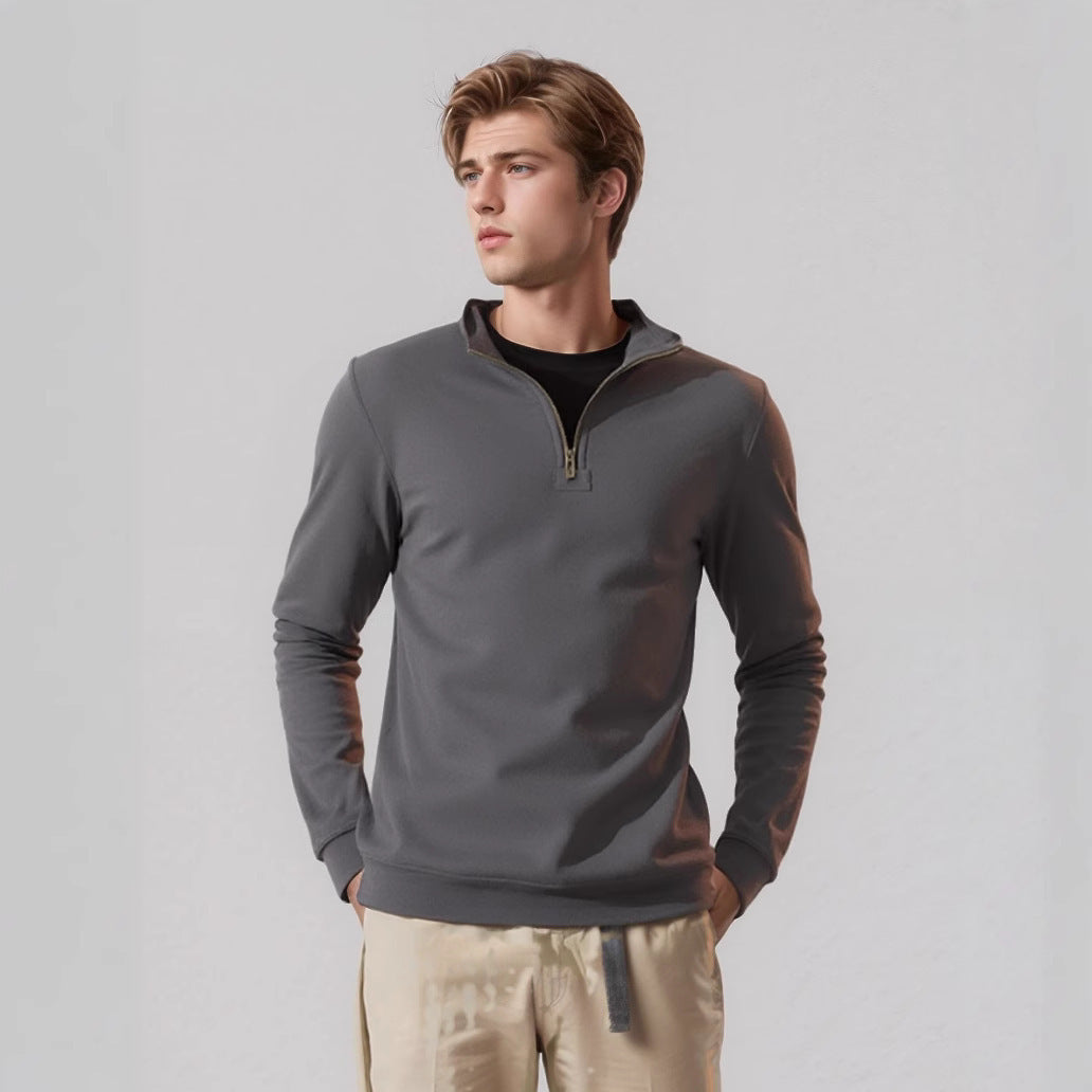 Herren Fleece Pullover Stehkragen Pflegeleicht Modern - BerlinGlamour