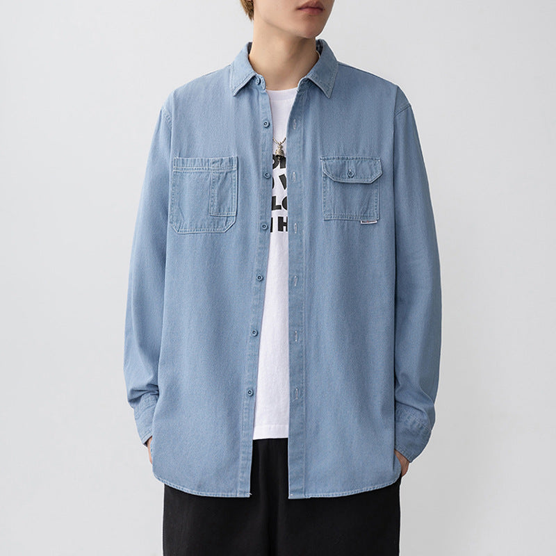 Herren Jeanshemd Lässig mit Klappentaschen Modern