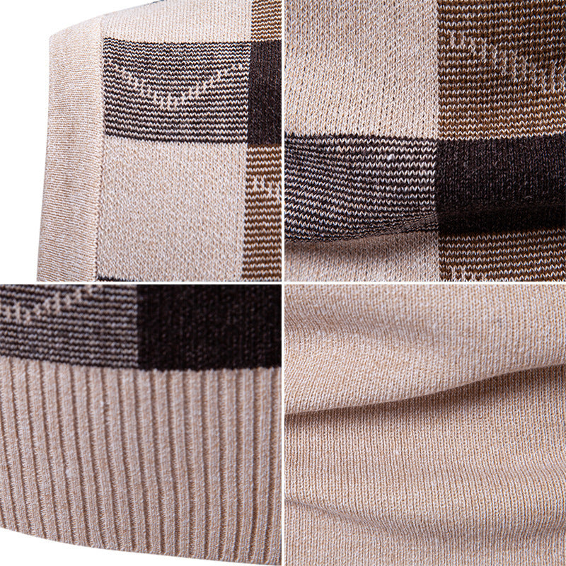 Herren Strickweste Karomuster Modern V-Ausschnitt
