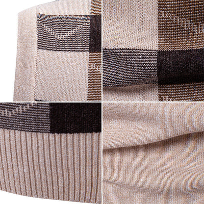 Herren Strickweste Karomuster Modern V-Ausschnitt