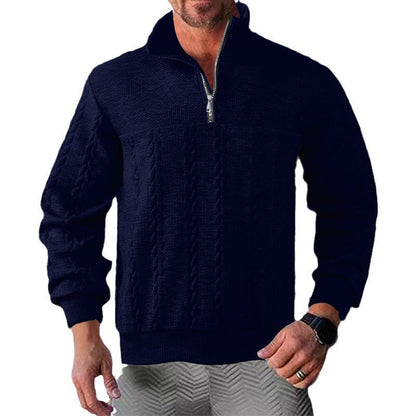 Herren Pullover Strukturiert Zip Modern Style