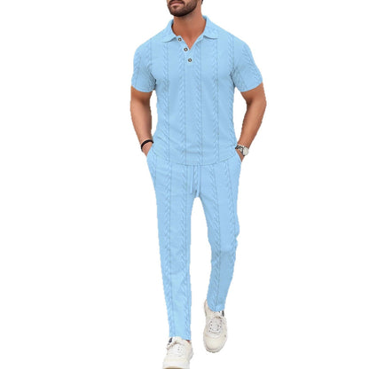 Herren Polo Jogger Set Modern Strukturiert
