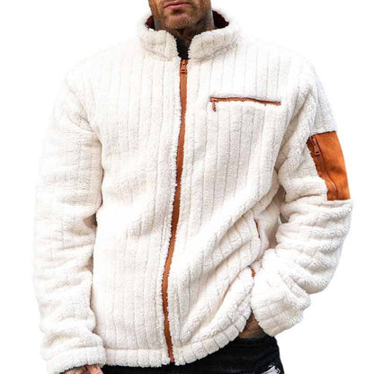 Herren Fleecejacke Kuschelig Warm mit Kontraststreifen