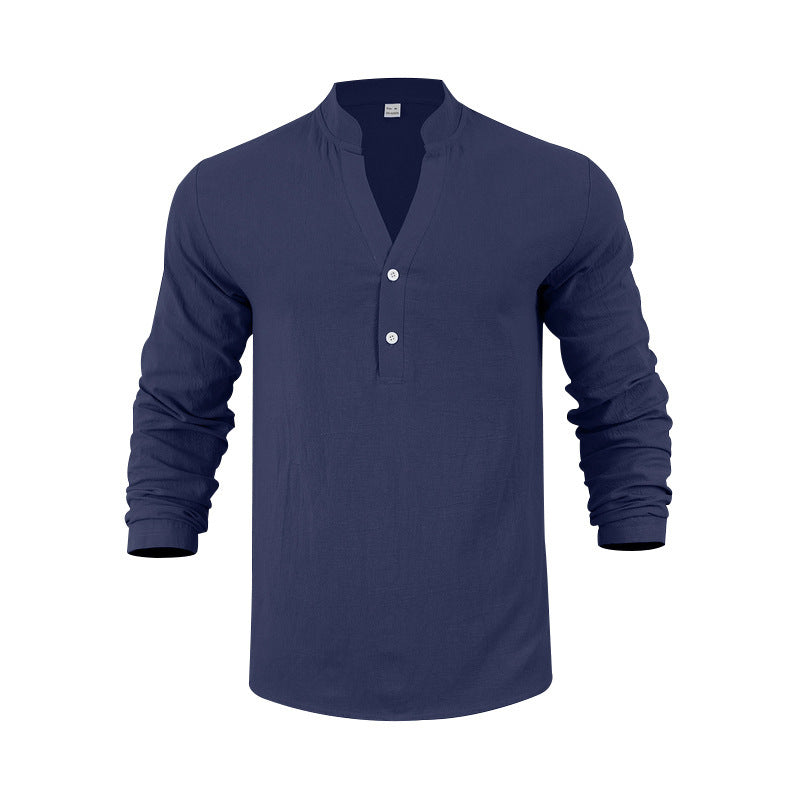 Herren Langarmshirt mit modischem Stehkragen und eleganten Knopfdetails BerlinGlamour.