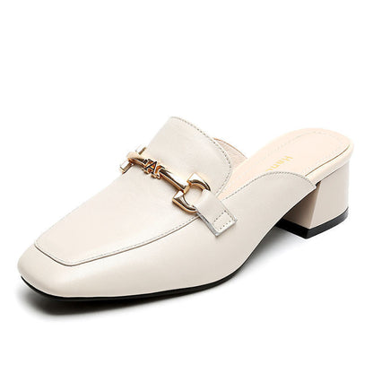 Damen Mokassins Elegante Blockabsatz Schnallenverschluss