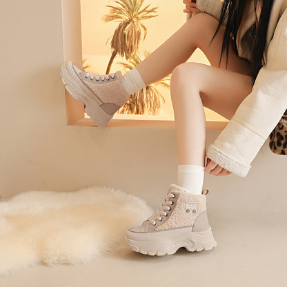 Damen Sneaker Warm High-Top Teddyfutter Schuhe Winter