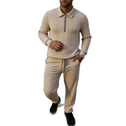 Herren Strickanzug Atmungsaktiv Elegante Optik Stehkragen