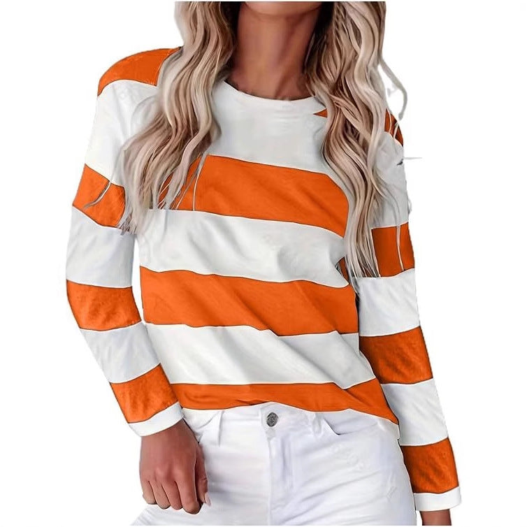 Damen Langarmshirt Streifen Lässig Modern