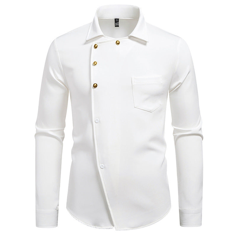 Elegantes Herrenhemd Asymmetrisch Knopfdesign Modern