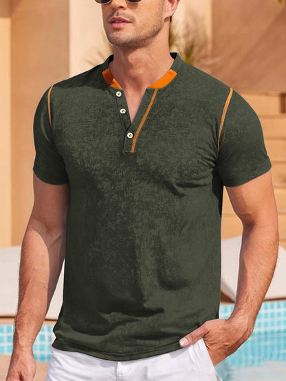 Herren Polohemd Kurzarm Modern mit Knöpfen und Flachkragen