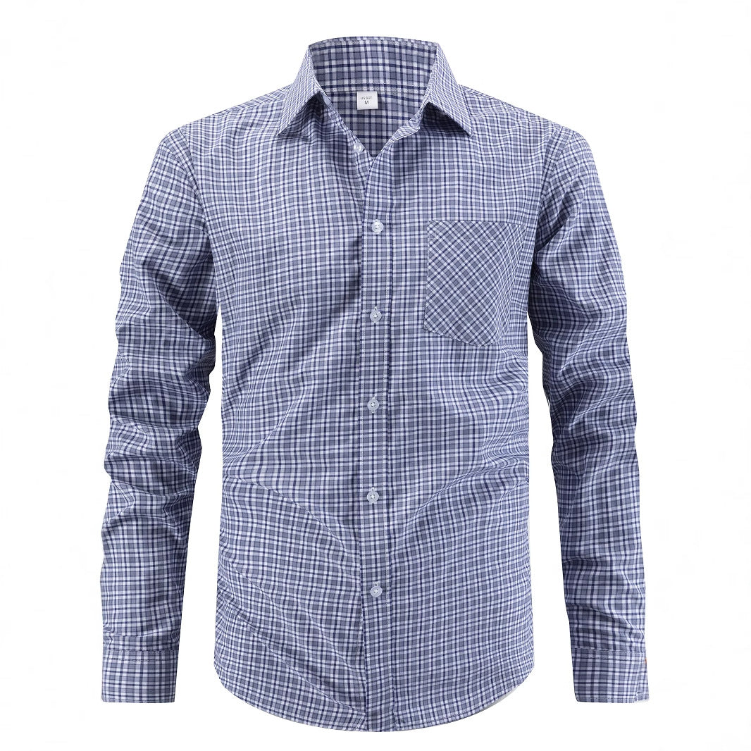 Herren Hemd Langarm Karomuster Elegант Schwarz