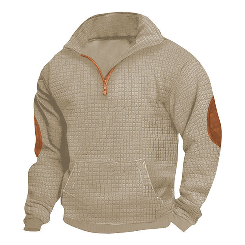 Herren Fleece-Pullover Modern mit hohem Kragen und Taschen